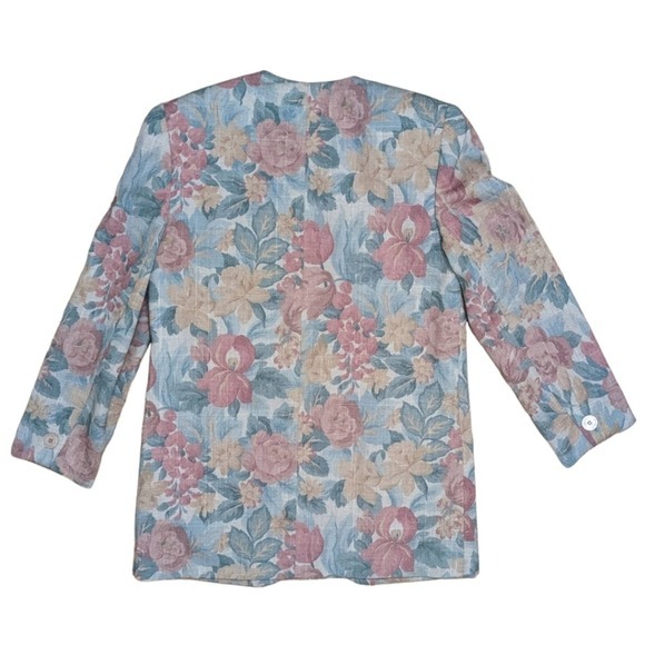 GILMOR Floral Brocade Blazer Jacket‎ Women's Size 6 Pink Blue Beige - Picture 3 of 4